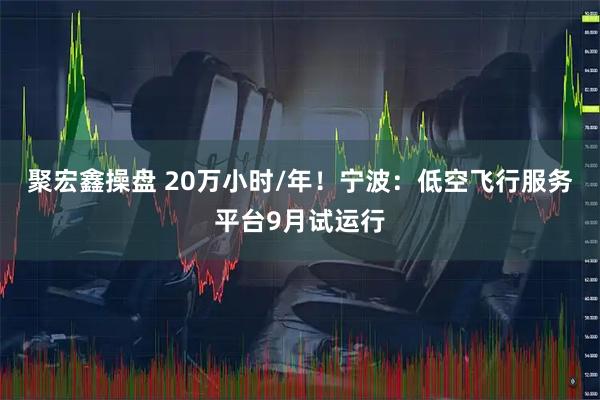 聚宏鑫操盘 20万小时/年！宁波：低空飞行服务平台9月试运行